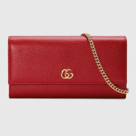 GUCCI GG Marmont Leather Wallet on Chain in Red - Picture 1 of 16